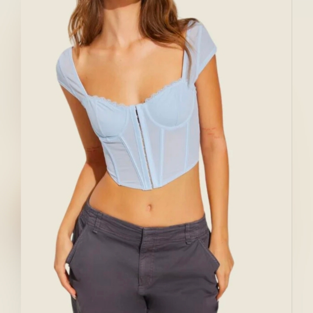 Garage Light Blue Crop Top